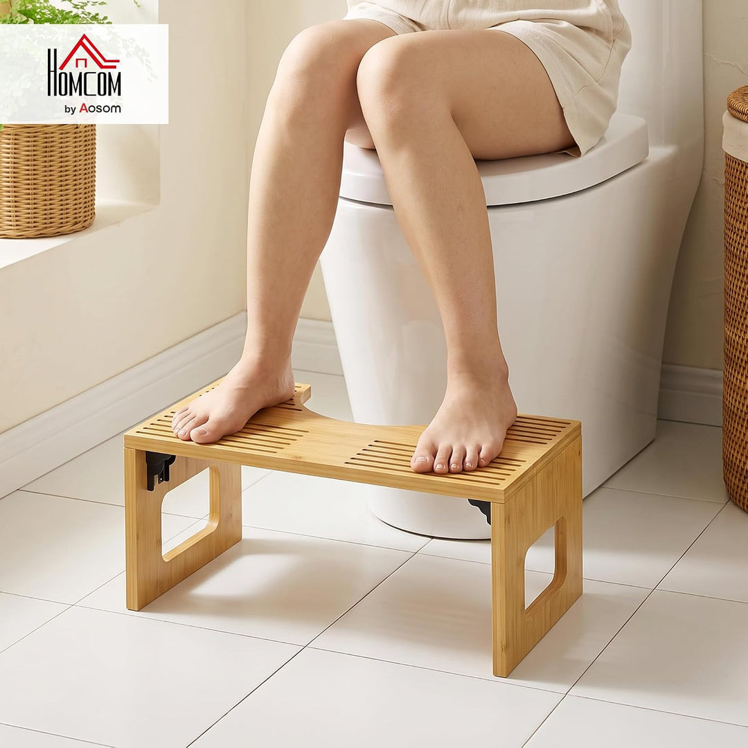 HOMCOM Toilettenhocker Bambus Klappbar rutschfest für Erwachsene Eiche