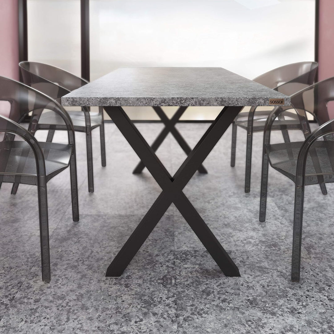 sossai® Stahl Tischgestell Tischkufen Tischbeine X-Form | TKX2 | Farbe: Schwarz | 2 Stück | Breite 6