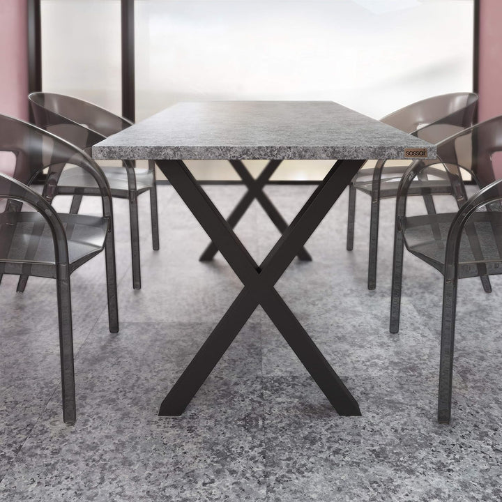 sossai® Stahl Tischgestell Tischkufen Tischbeine X-Form | TKX2 | Farbe: Schwarz | 2 Stück | Breite 6