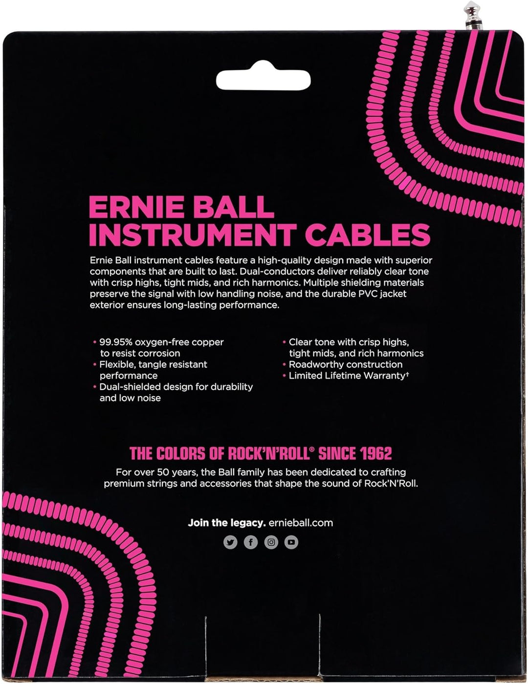 Ernie Ball Spiralkabel, gerade/gewinkelt, 9,14 m, Weiss 9,14 m Weiss, 9,14 m Weiss