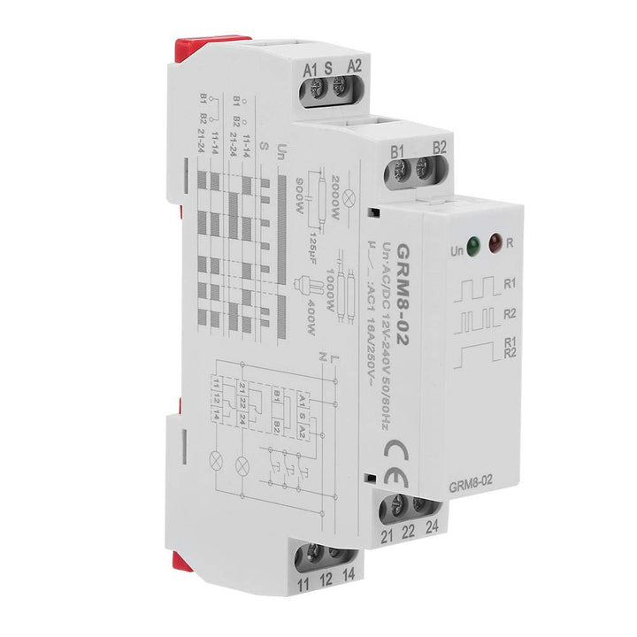 Tosuny GRM8-02 Elektronisches Impulsrelais, AC/DC 12-240V Stromstossrelais, Speicherrelais mit LED-A