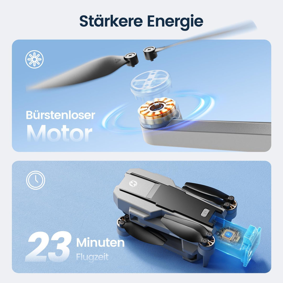Holy Stone HS440G Drohne mit 4K Kamera für Erwachsene, 23 Min. Lange Flugzeit, Bürstenloser Motor, G