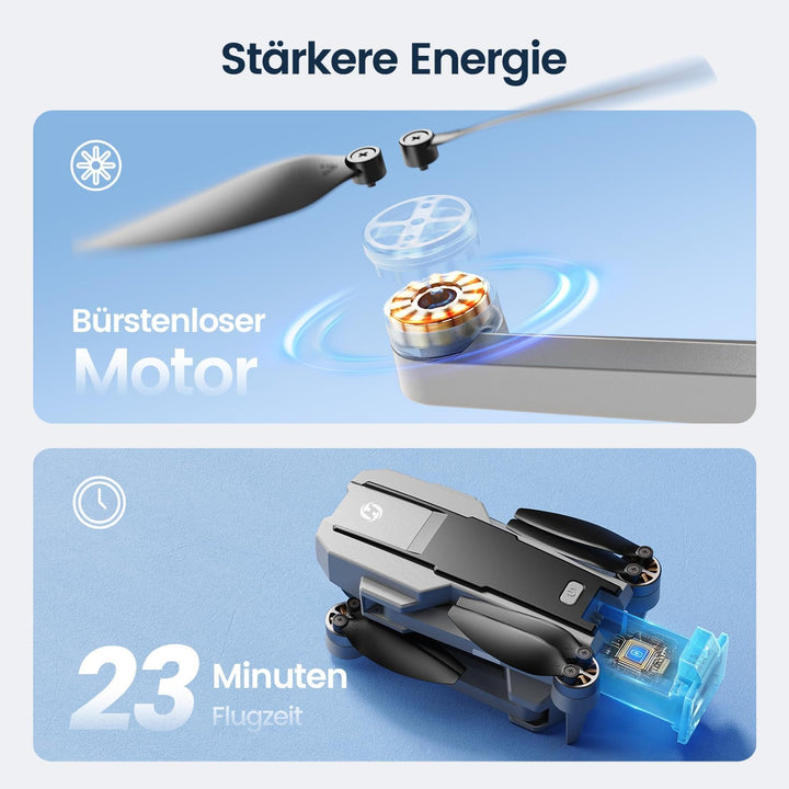 Holy Stone HS440G Drohne mit 4K Kamera für Erwachsene, 23 Min. Lange Flugzeit, Bürstenloser Motor, G