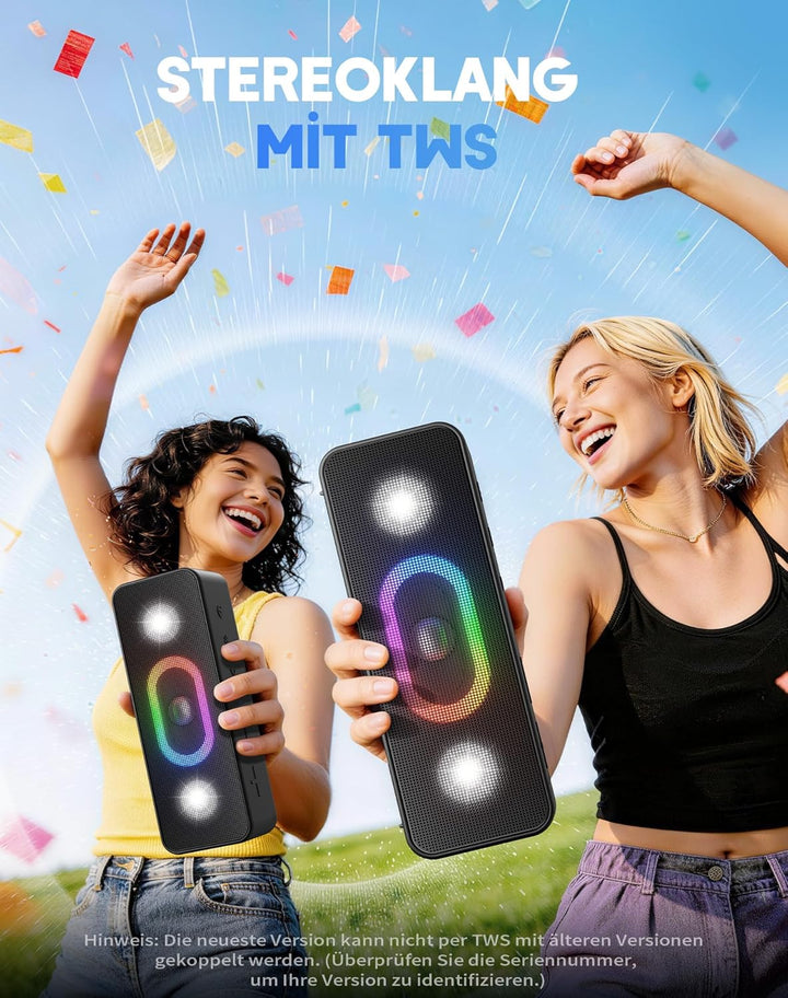 OHAYO tragbarer Bluetooth-Lautsprecher: 24 Stunden Spielzeit, IPX6 wasserdicht, 24 W Stereoklang, 5