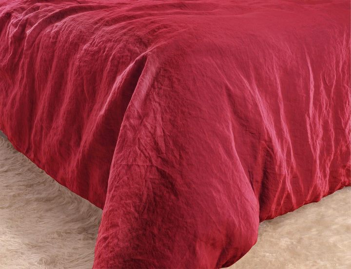 Wohnen & Accessoires GmbH & Co. KG Leinen-Bettwäsche Set Sintra 135x200cm + 40x80cm rot 2tlg. 135x20