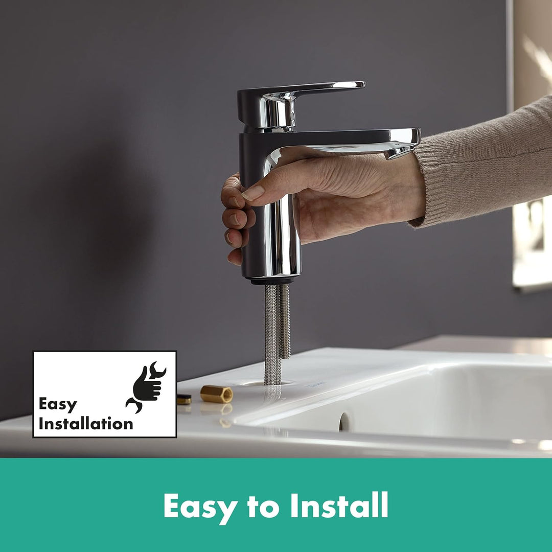 hansgrohe Vernis Blend - Waschtischarmatur mit Zugstangen-Ablauf, Wasserhahn Bad mit Auslauf Höhe 88