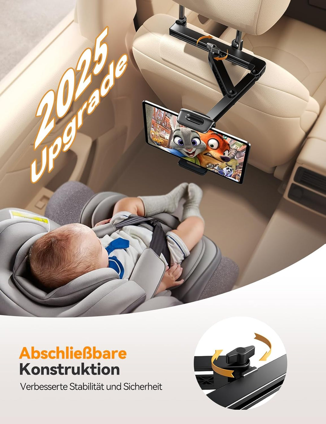 JOYROOM Tablet Halterung Auto [Stabilisierende dreieckige Struktur] iPad Halterung Auto mit Doppelte