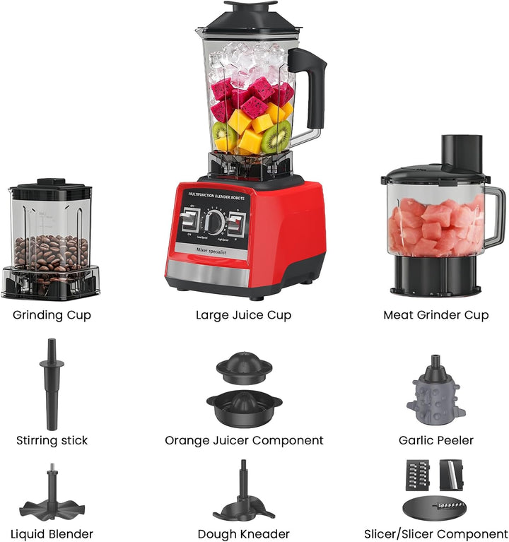 Professioneller Mixer 8 in 1, 2000 W 3 L, leistungsstarker Mixer mit 15 variablen Geschwindigkeiten,