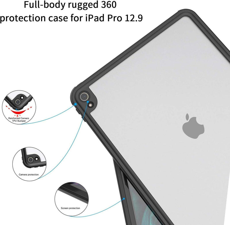 AICase Hülle für IPad Pro 12.9 Zoll 2018 Wasserdichte Hülle mit Kickstand Lanyard,360 Rundum Schutz