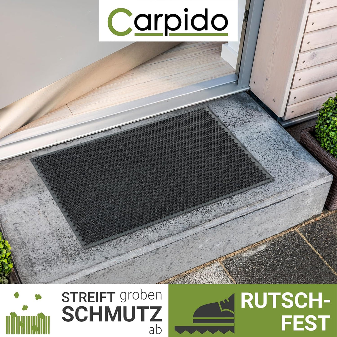 Wetterfeste Gummifussmatte Garten flexibel aussen - Grau 2er Set 40 x 60 cm | Witterungsbeständige F