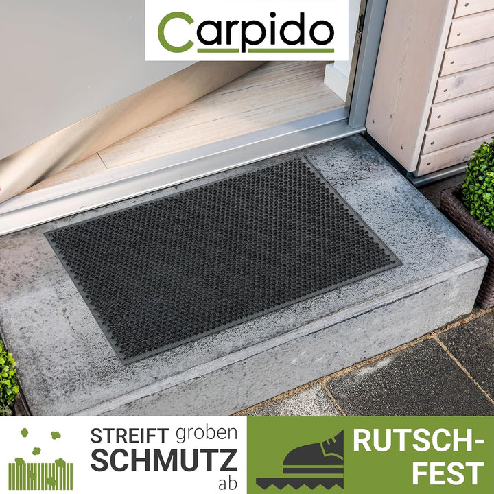 Wetterfeste Gummifussmatte Garten flexibel aussen - Grau 2er Set 40 x 60 cm | Witterungsbeständige F