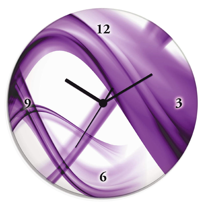 ARTLAND Wanduhr ohne Tickgeräusche Glas Funkuhr Ø 30 cm Rund Lautlos Design Abstrakt Kunst Bunt Mode