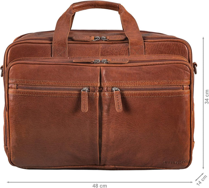 STILORD 'Gigantus' XXL Aktentasche Leder Laptoptasche 17,3 Zoll bis 19 Zoll Sehr Grosse Umhängetasch
