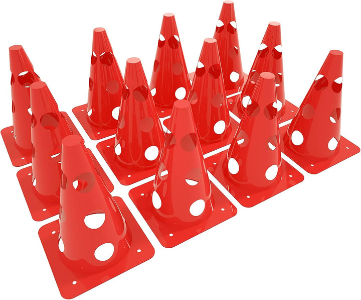 Steckhürdenset 6er mit 12 Rot Kegel und 6 Gelb Stangen,Höhenverstellbar Agility Training für Kinder