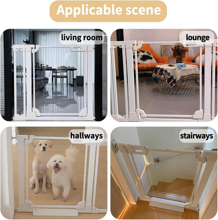 Xifamniy Transparentes Acryl-Treppenschutzgitter für Babys, ohne Bohren, automatisches Schliessen, A