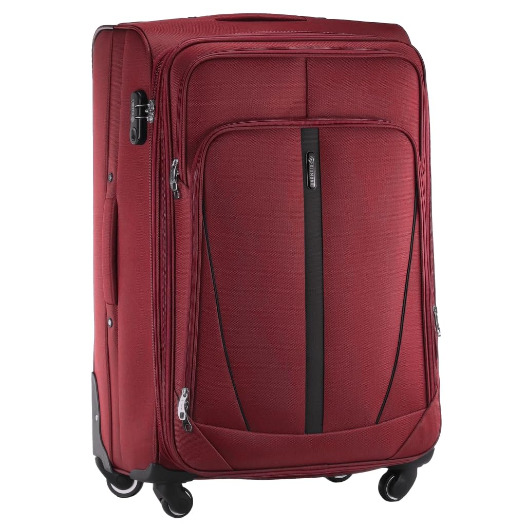 DIAMOND Grosser Weichschalenkoffer XL 28" – Dunkelrot, Codura 1200D, 360° Rollen, Zahlenschloss, Erw