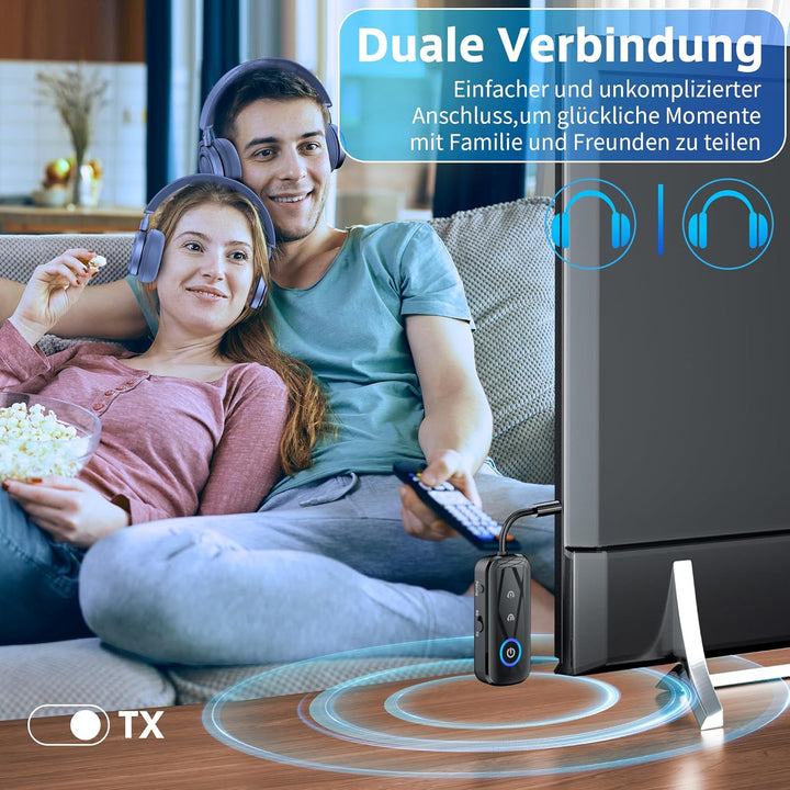 SONRU Bluetooth 5.3 Sender-Empfänger Klinke, 2-in-1 Bluetooth Adapter Flugzeug Bluetooth Splitter mi