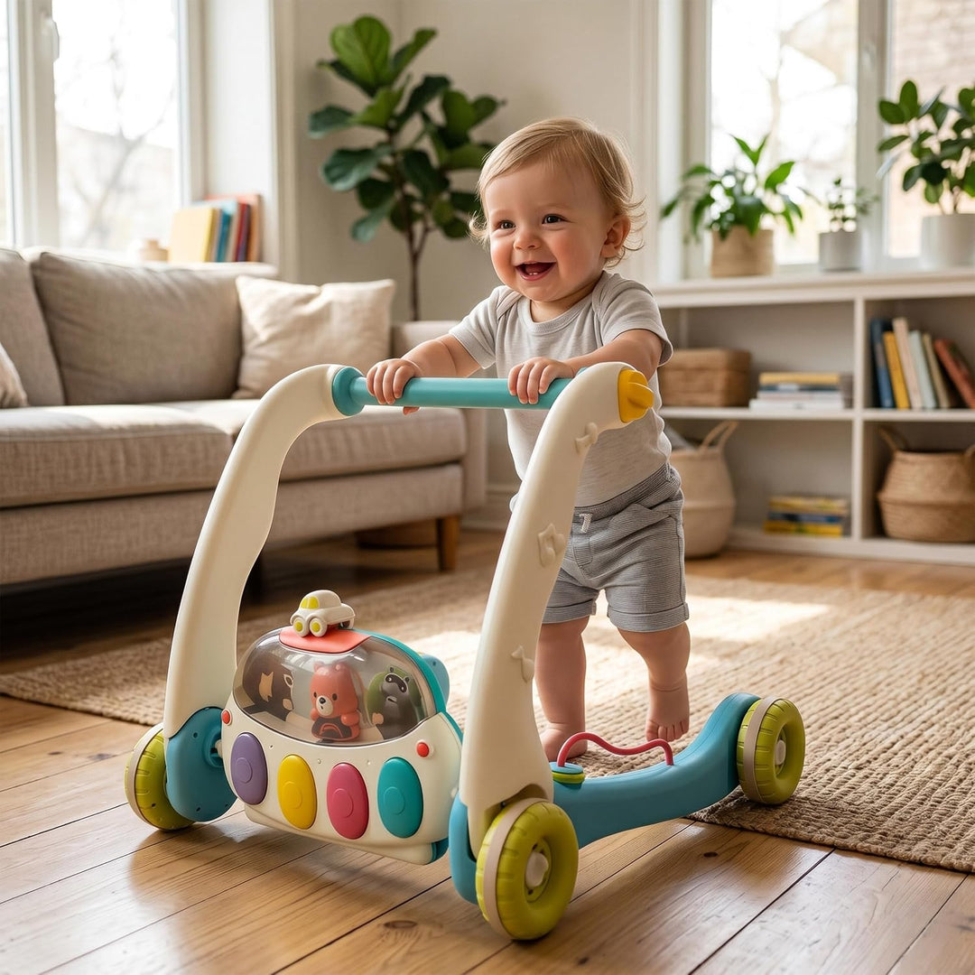 Relaxdays Spielbogen, mit Spielzeug, Rollen, Musik & Licht, HBT: 41 x 58 x 75 cm, Baby Gym, Krabbeld