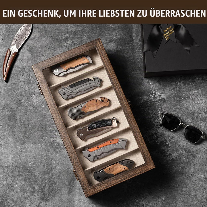 Messerhalter, 3-stöckige Messerständer, Messer-Vitrine für Messersammlungen mit transparentem Deckel