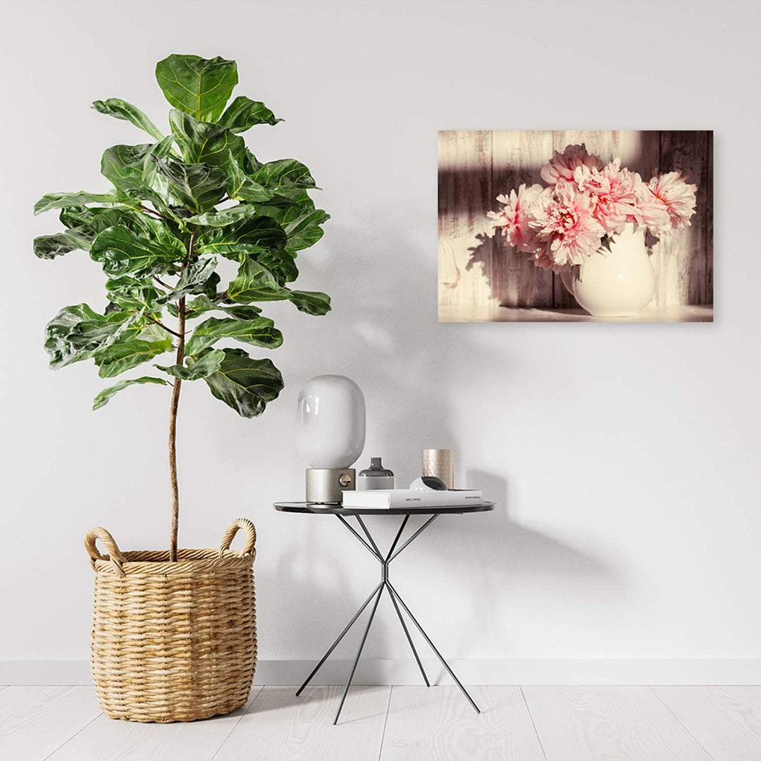 Feeby Bild auf Leinwand Pflanze Kunstdruck modern Natur Rosa 80x60 cm Leinwandbild 80x60 cm Rosa_C,
