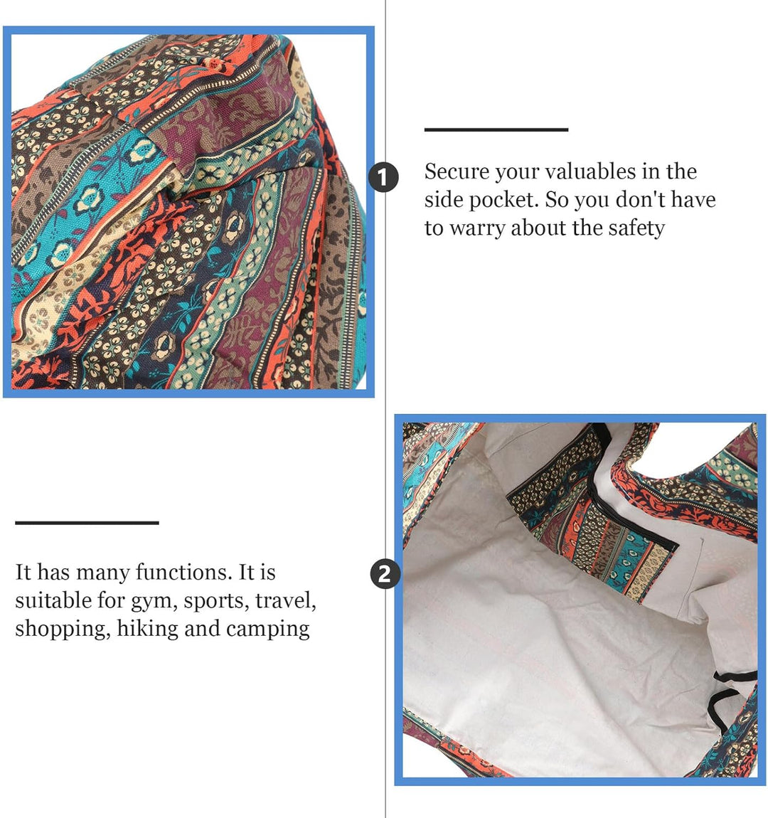 Cabilock Grosse Ethno Canvas Yoga Tasche mit Druck Leichte Sport Sling Bag Extra Grosses Fassungsver