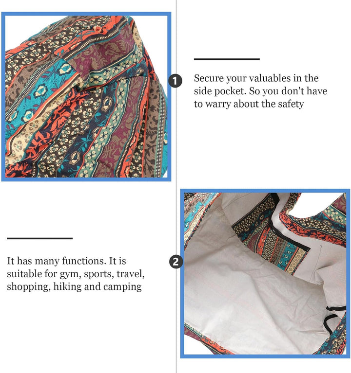 Cabilock Grosse Ethno Canvas Yoga Tasche mit Druck Leichte Sport Sling Bag Extra Grosses Fassungsver