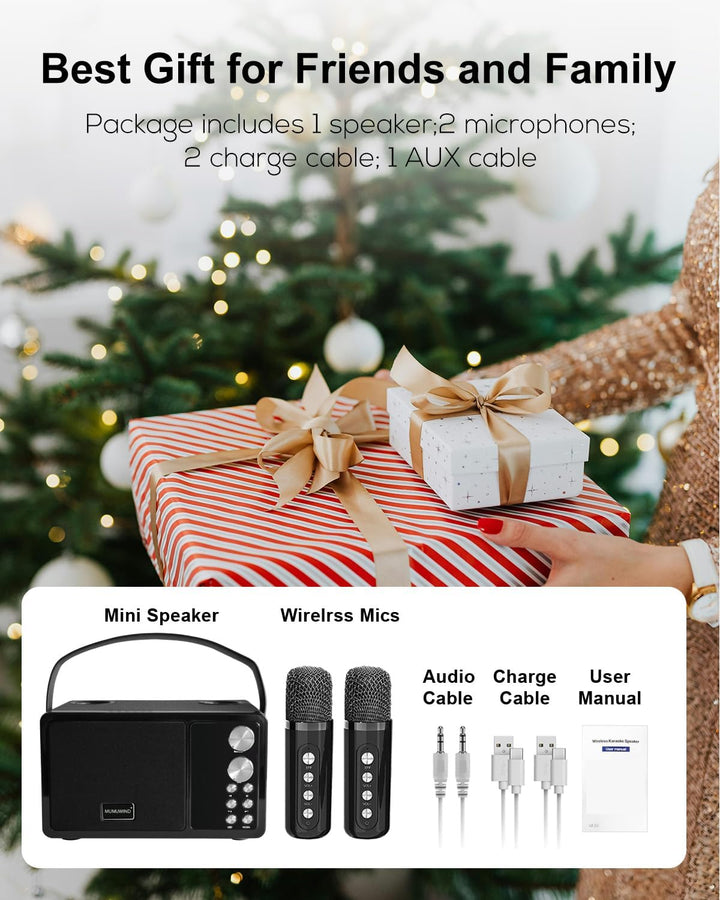 Karaoke Maschine,Karaoke Anlage mit 2 Mikrofonen, Karaoke Box mit 7 Stimmeffekten, Karaoke Set Lauts