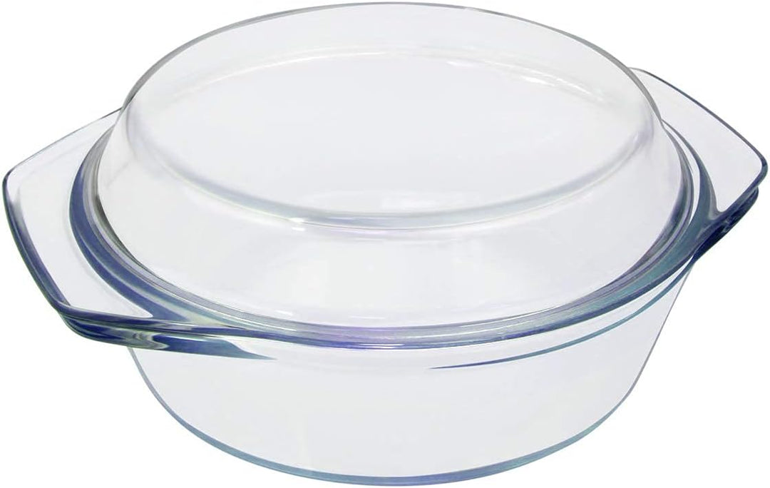 Glas Auflaufform mit Deckel, 0.65L 15cm Kleine Mikrowellengeschirr mit Deckel, Rund, Ofenfest, 0.65L