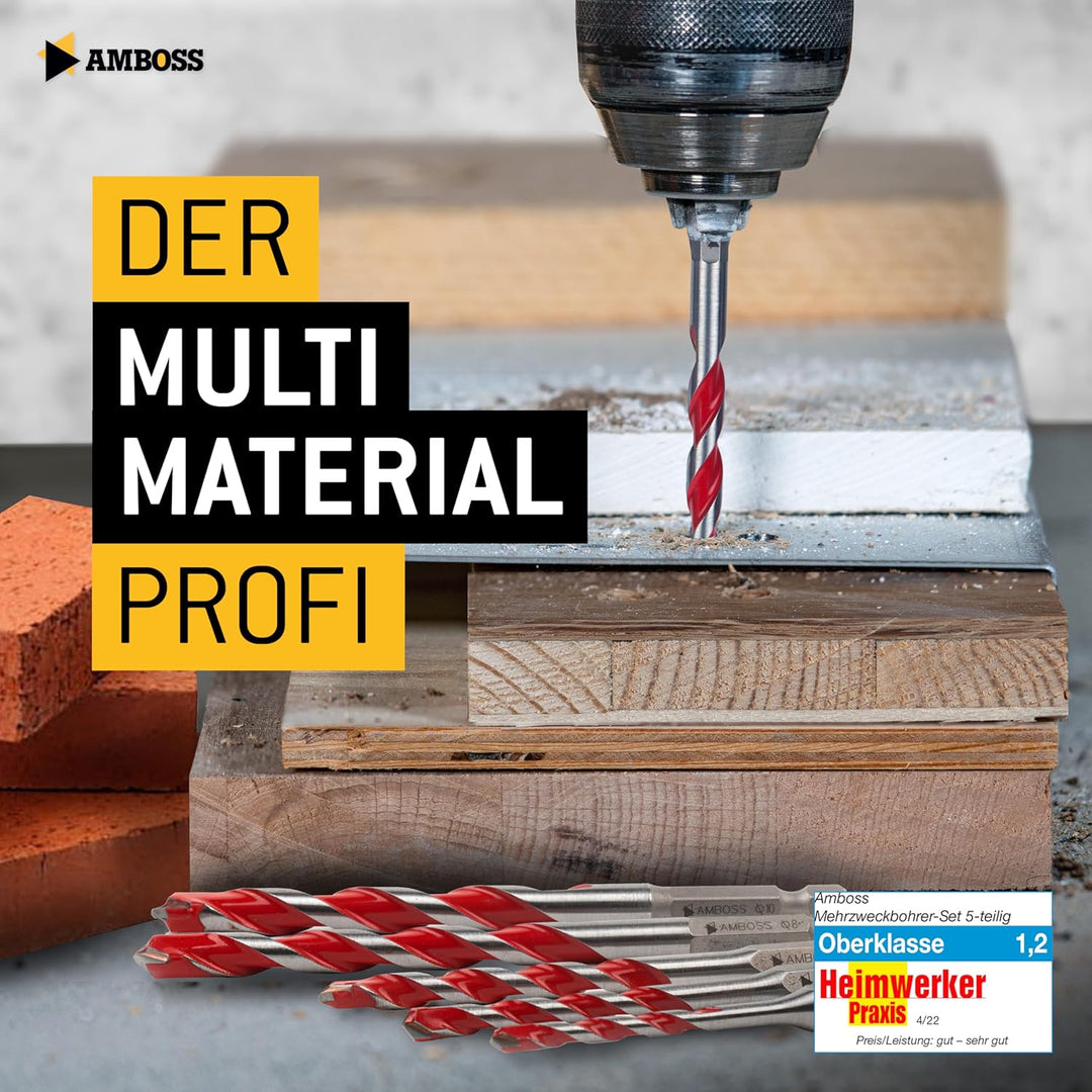 Amboss Mehrzweck Bohrer Set Multifunktionsbohrer Multibohrer 7teilig Ø 4,5,2x6,8,10,12 mm | für Holz