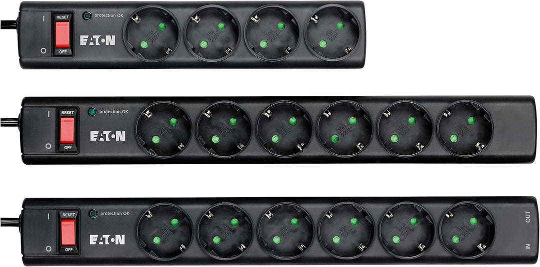 Eaton PS4D Protection Strip 4 DIN - Steckdosenleiste mit Überspannungsschutz (4-fach Schuko Buchse,