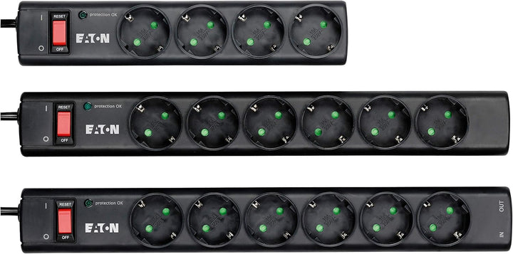 Eaton PS4D Protection Strip 4 DIN - Steckdosenleiste mit Überspannungsschutz (4-fach Schuko Buchse,