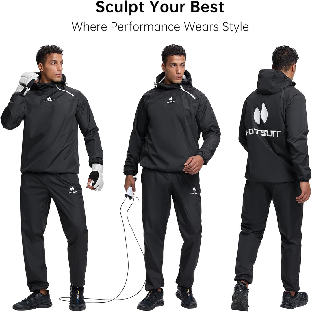 HOTSUIT Schwitzjacke/Schwitzanzug Herren Trainingsanzug Sportanzug Fitness Schwitzanzug Trainingshos