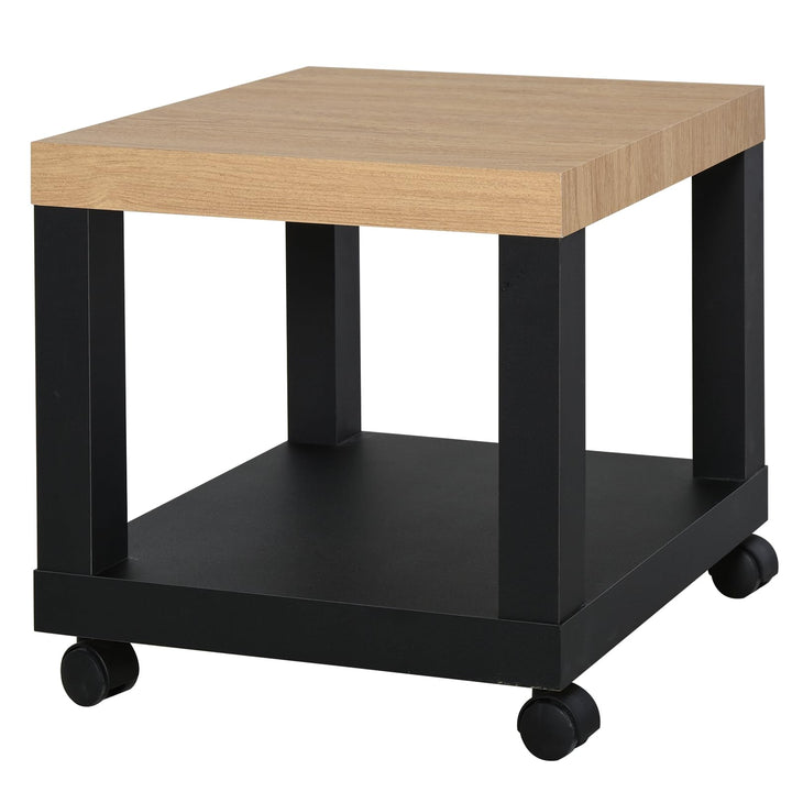 HOMCOM Rollbarer Couchtisch 40x40x40cm Schwarz, Schwarz