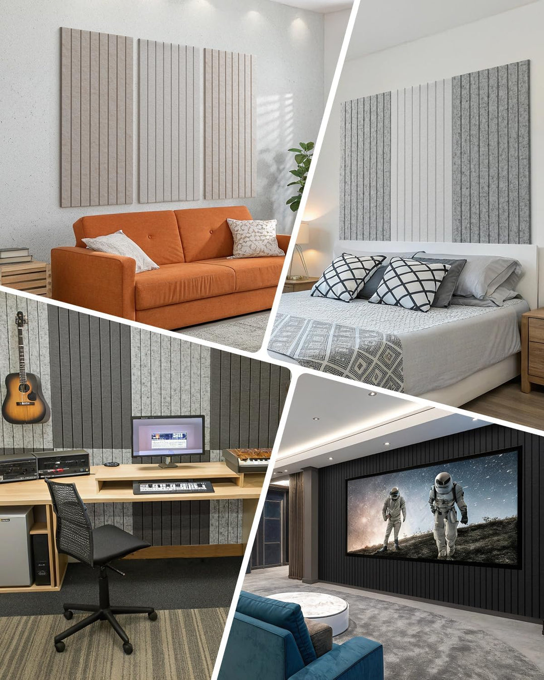 Soundsbay Akustikpaneele Selbstklebend, 2.16m²-3 Stück, 120×60×0.9cm Akustikplatten Wandpaneele für