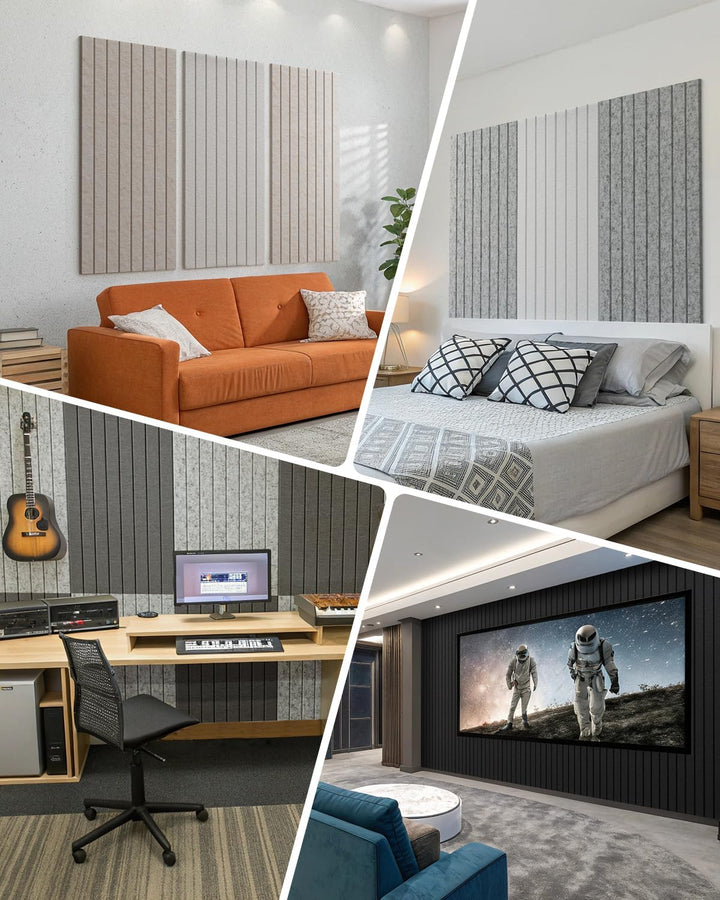 Soundsbay Akustikpaneele Selbstklebend, 2.88m²-4 Stück, 120×60×0.9cm Akustikplatten Wandpaneele für