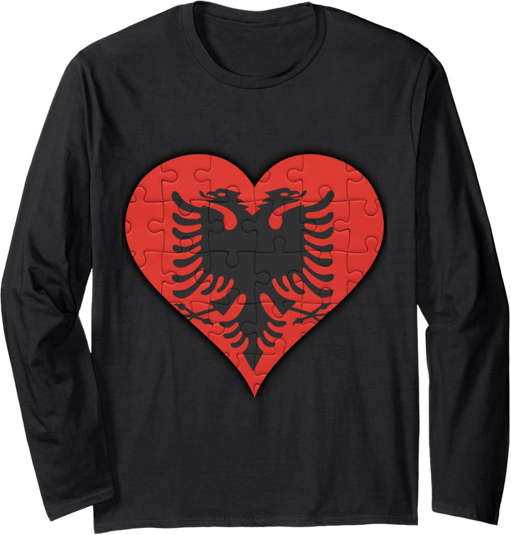 Albanien Albanische Flagge Herz Langarmshirt