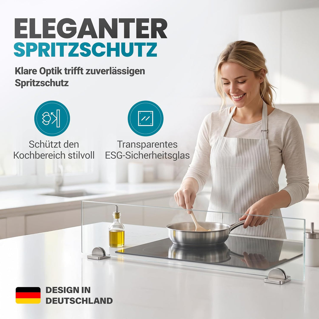 Spritzschutz Halterung ohne Bohren Herd Kochinsel mit Glasplatte 90cm Breite