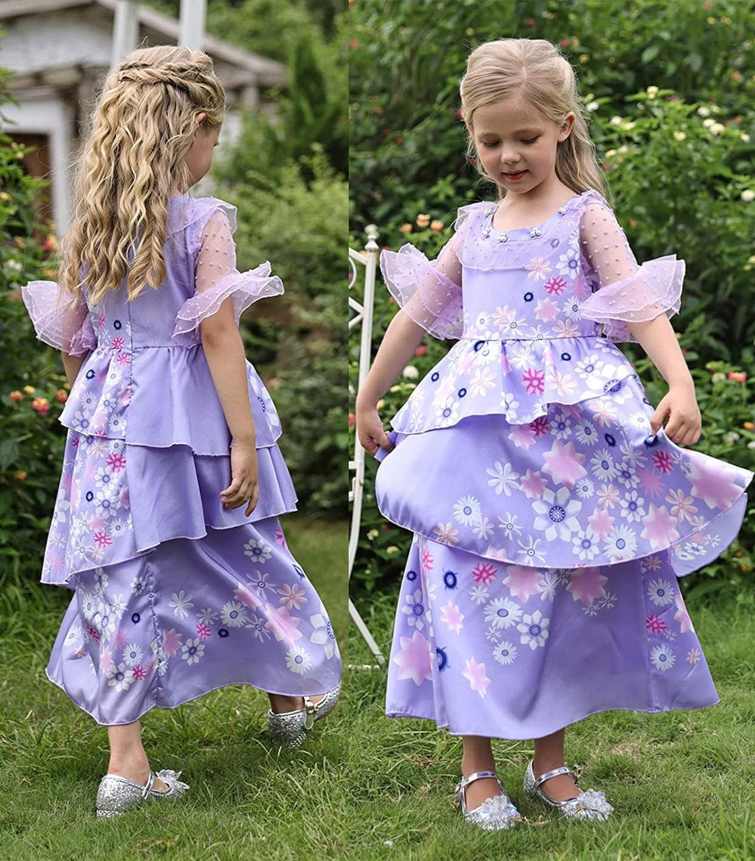 LCXYYY Isabela Madrigal Verkleidung Kostüm Cosplay Mirabel Isabela Lila Ballerina Kleid mit Girlande