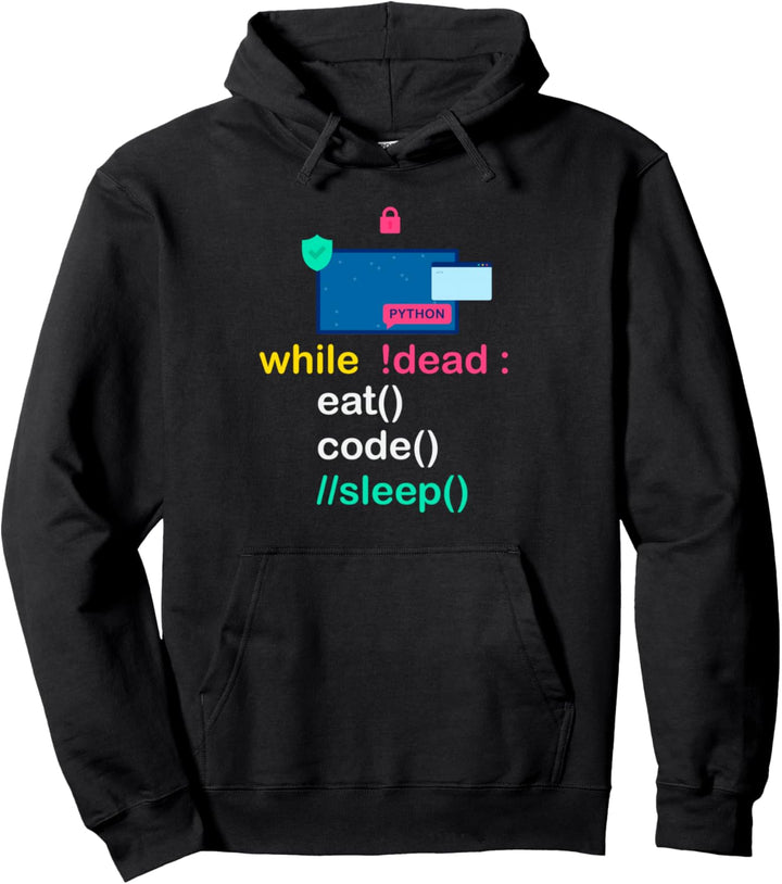 Lustiger Python-Programmierer Codierer essen Code Schlaf Pullover Hoodie