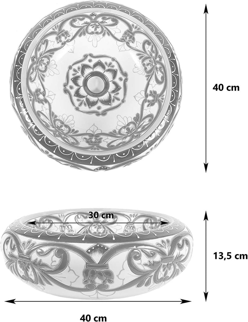 Atalaya - Mexikanisches Aufsatzwaschbecken, Mexikanische Rund Aufsatzwaschbecken | 40 cm Keramik Tal