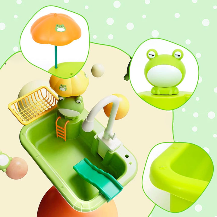 2-in-1-Küchenspüle Spielzeug Set, Spülbecken Spielzeug Set mit Angelspiel und Küchenzubehör, Küchens