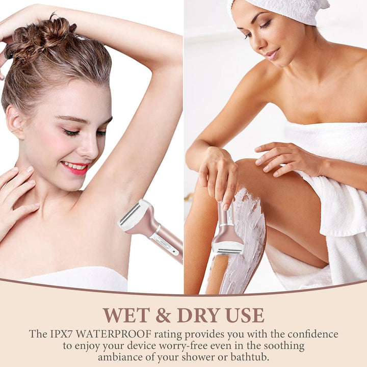 Schnurloser 4-In-1 Elektrischer Damenrasierer,Bikini Trimmer,Elektrischer Rasierer für Frauen,Damenr