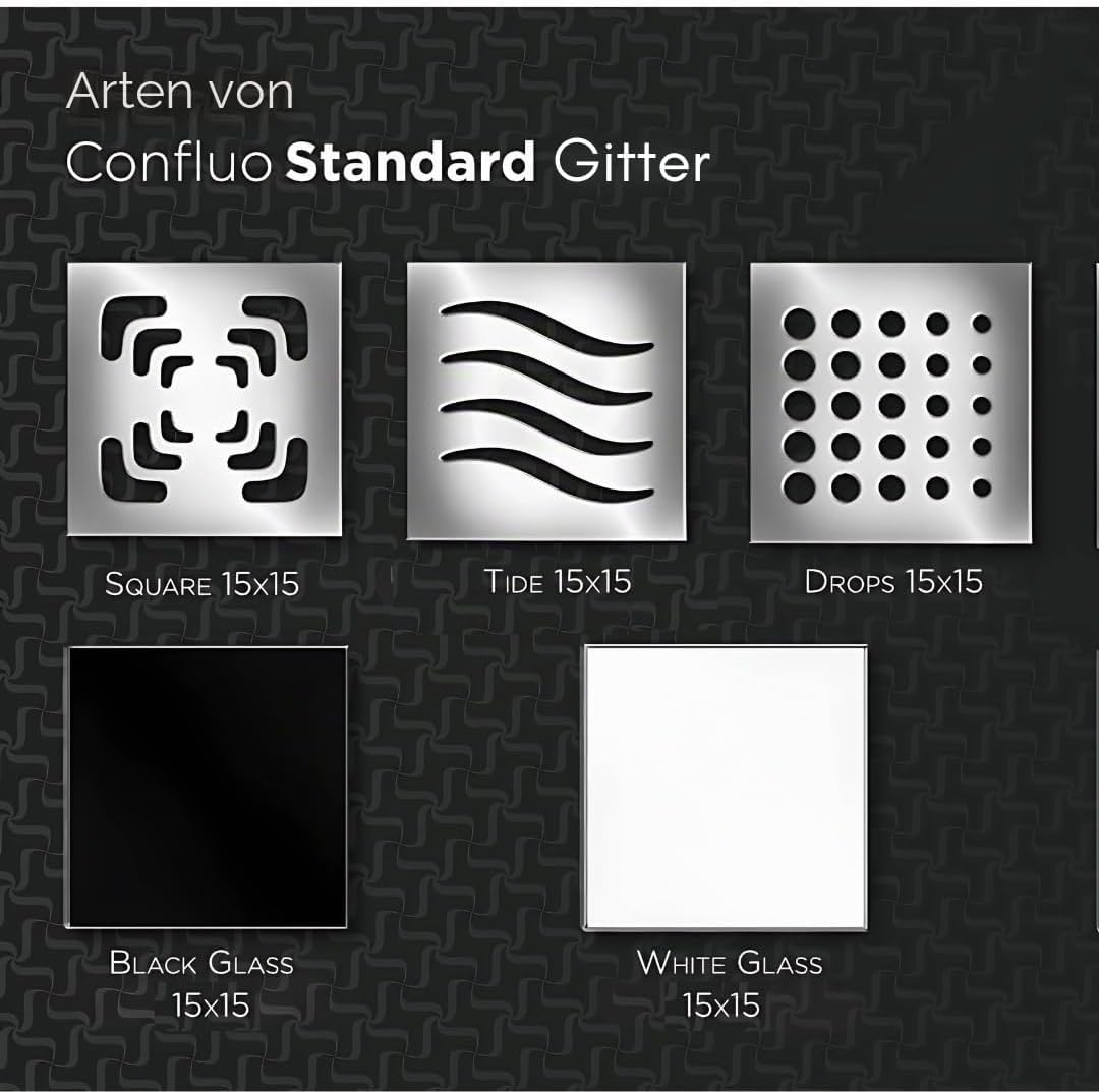 MD Technic – Confluo Bodenablauf Punktablauf 15x15 cm Edelstahlrost – DN 50 und DN 110 Anschluss Ver
