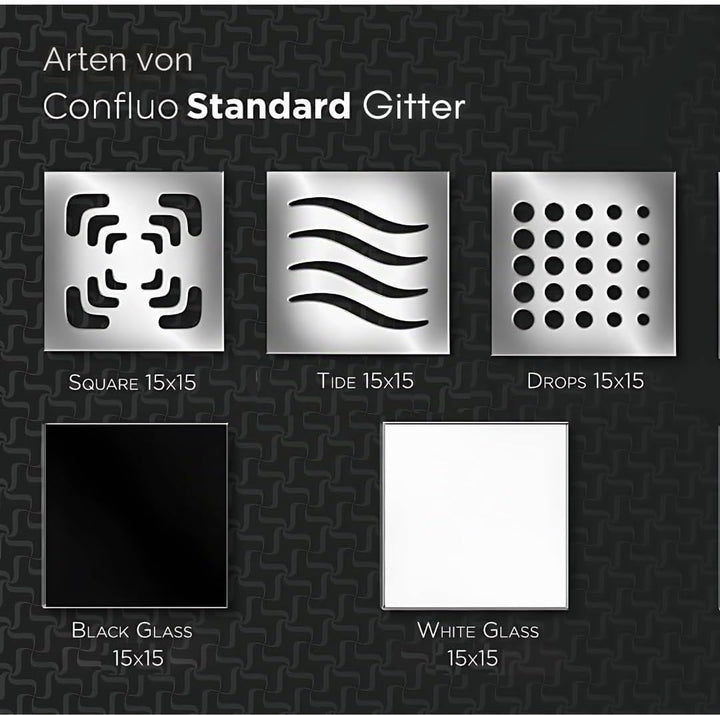 MD Technic – Confluo Bodenablauf Punktablauf 15x15 cm Edelstahlrost – DN 50 und DN 110 Anschluss Ver