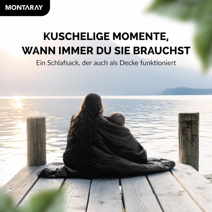 Deckenschlafsack mit Kapuze bis -3°C INKL. Kissen - Outdoor Winter-Schlafsack &amp; Sommer-Schlafsack 3-