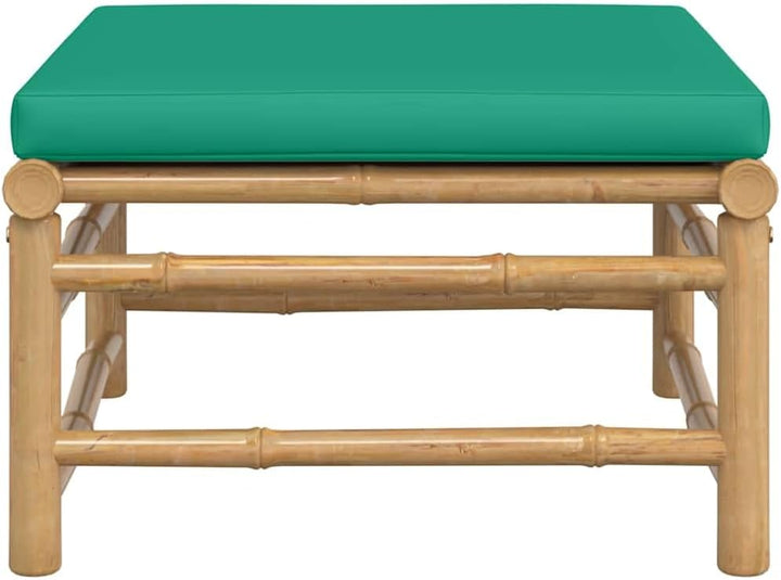 vidaXL Gartenhocker mit Grünem Kissen Bambus Fusshocker Grün, Fusshocker Grün