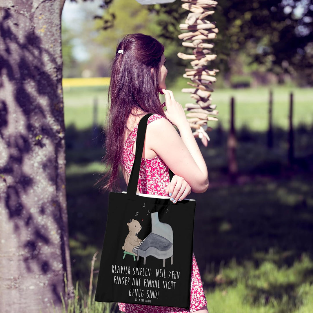 Mr. & Mrs. Panda Shopping Tasche Klavier Magie - Geschenk, Tasteninstrument, Lernen, Elfenbeintasten