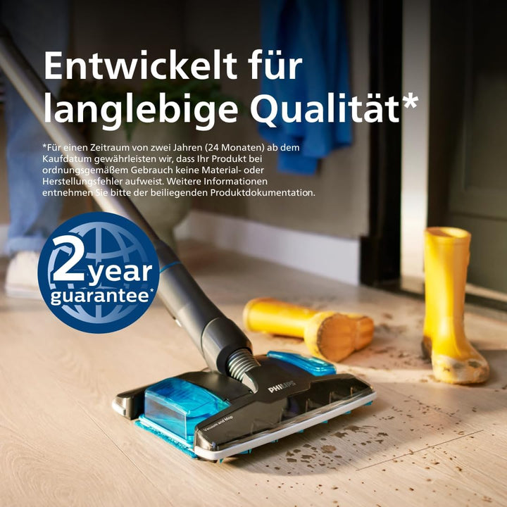 Philips Kabelloser Akku-Staubsauger 8000 Serie Aqua Plus, Staubsaugen und Wischen, PowerCyclone 12,