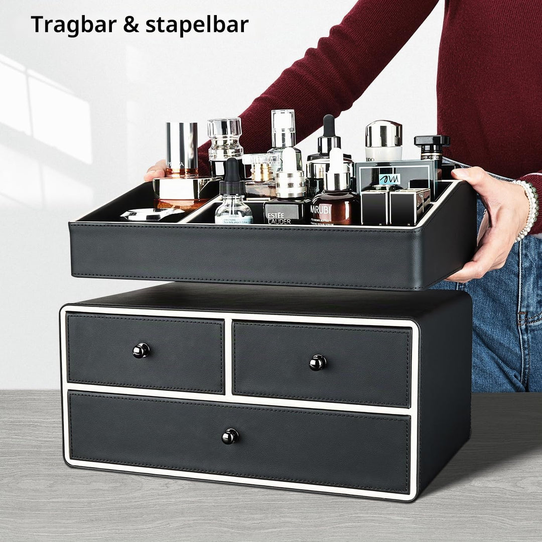 KINGFOM Make-up-Organizer, Kosmetik-Organizer mit 3 Schubladen und 5 Fächern, Make-up-Organizer (sch