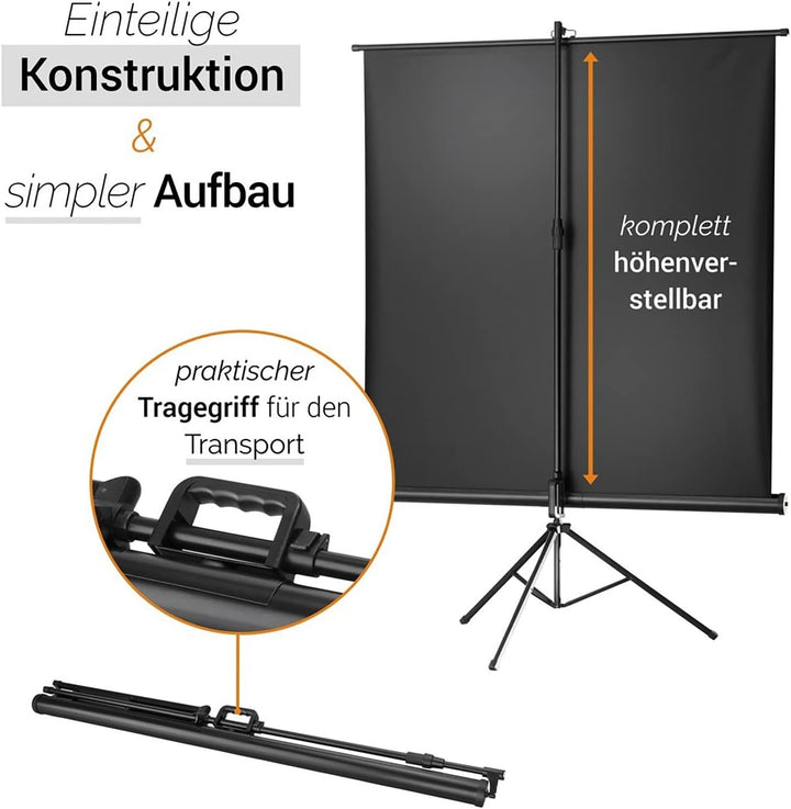 celexon tragbare Beamer-Leinwand mit vormontiertem Ständer Mobile Stativ-Leinwand mit Tragegriff Sch
